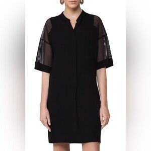 Akris Punto Black Mesh Sheer 3/4 Sleeve Shift Dress Size US 8 / FR 40
